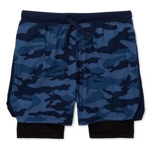 💜 2/$25 Navy Camo Workout Shorts 10-12 Husky